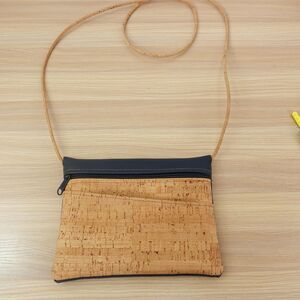Cork Convertible Fanny Bag Navy Blue Rustic Leather Eco NATALIE THERESE Made USA